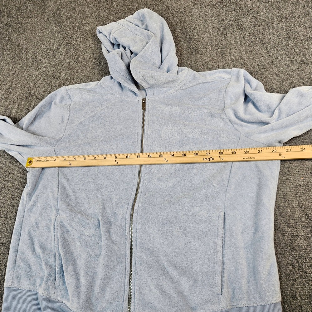 Martha Stewart Signature Light Blue Terry Cloth Full Zip Hoodie Sweater Womens M - Picture 4 of 8